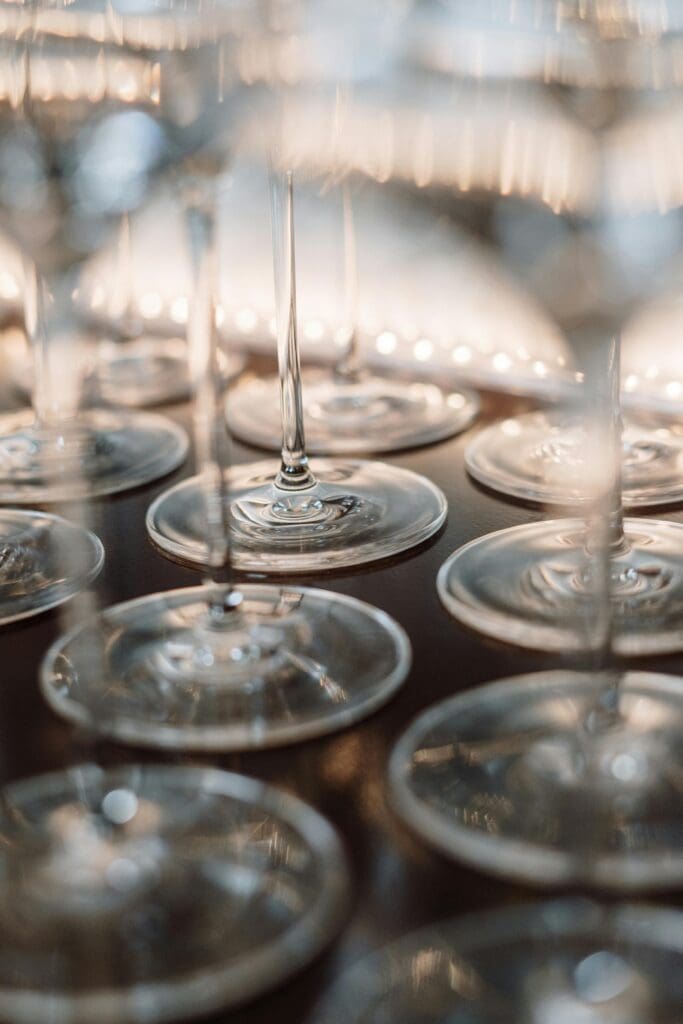 Wine glasses for restaurant, bar or event venue